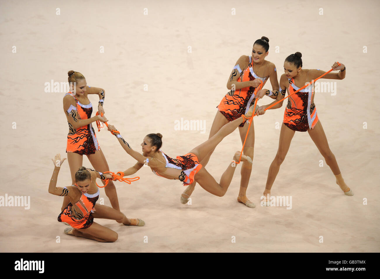 Israel compete in the Rhythmic Gymnastics Group All Round final at