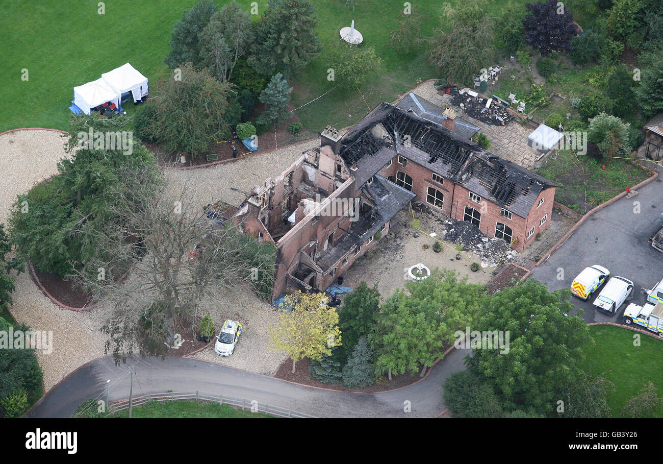 Country estate fire Stock Photo