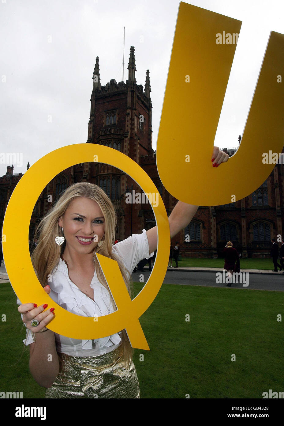 Queen's graduate Zoe Salmon pictured at the university to help launch an open day and QU, a publication for prospective students. Stock Photo