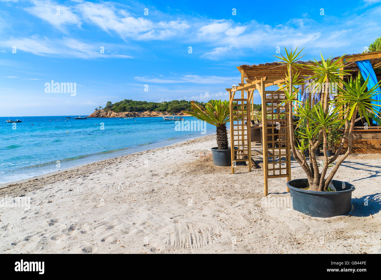 A view of Palombaggia beach on sunny summer day, Corsica island, France Stock Photo
