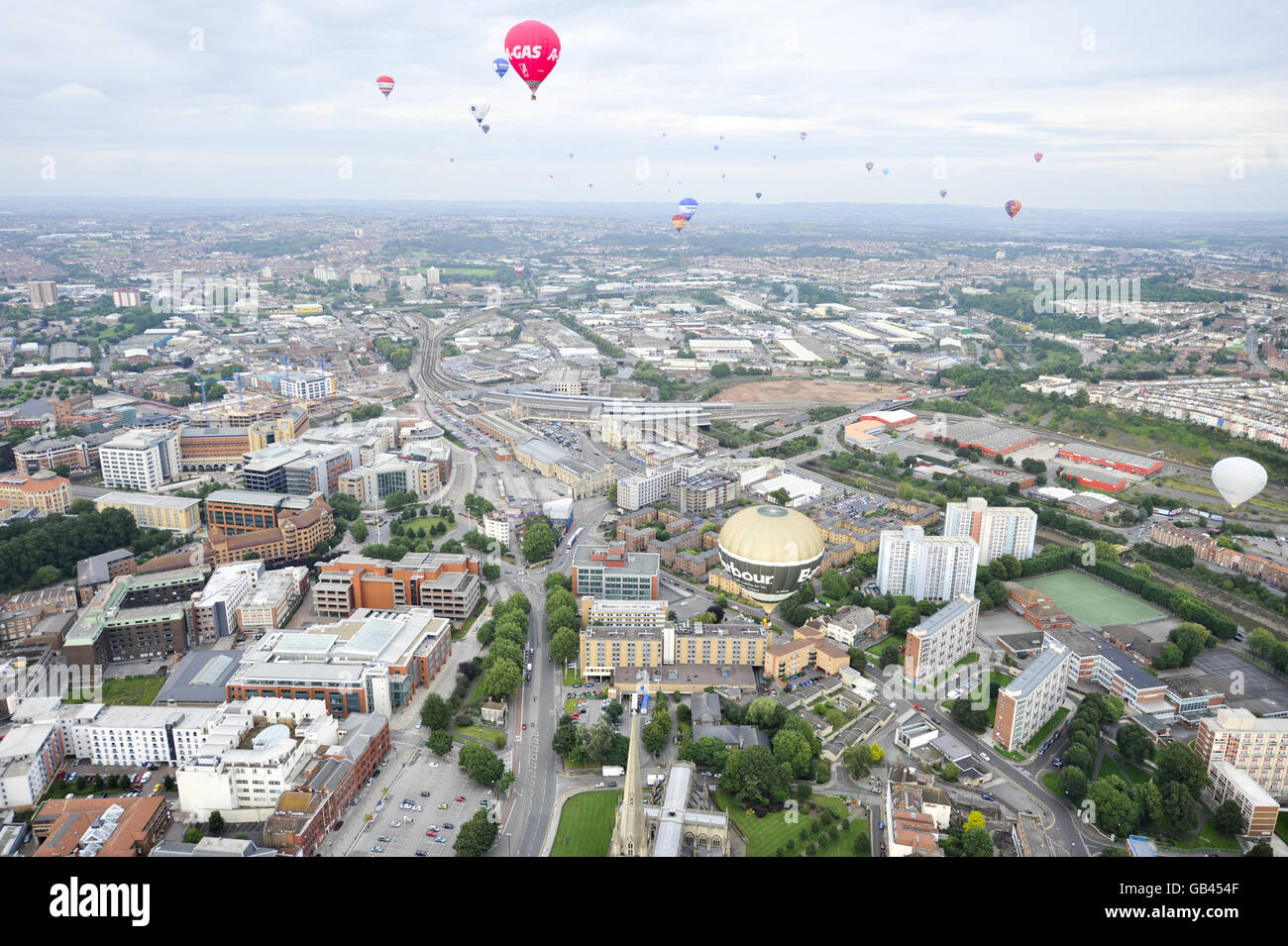 A view of Balloons over Bristol during the Balloon Fiesta at Hampton Court. Stock Photo