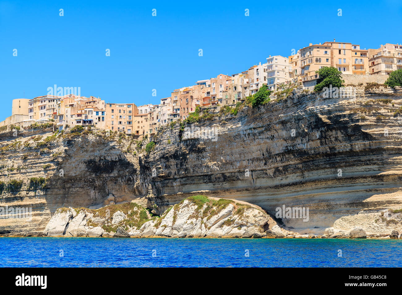 Bonifacio old town built on top of a cliff, Corsica island, France Stock Photo