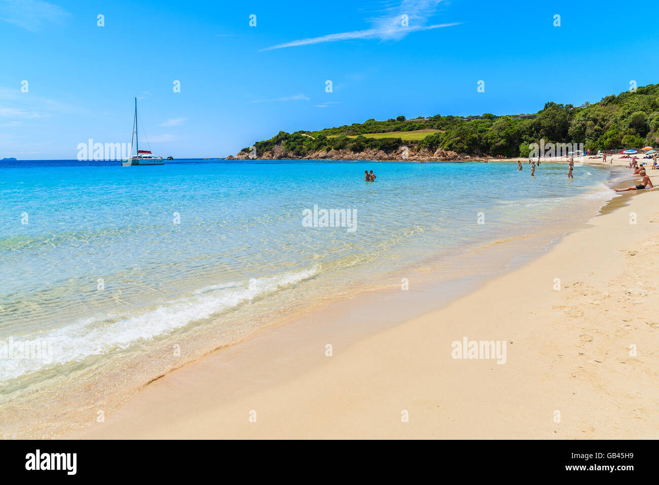 A view of sandy Grande Sperone beach on sunny summer day, Corsica island, France Stock Photo