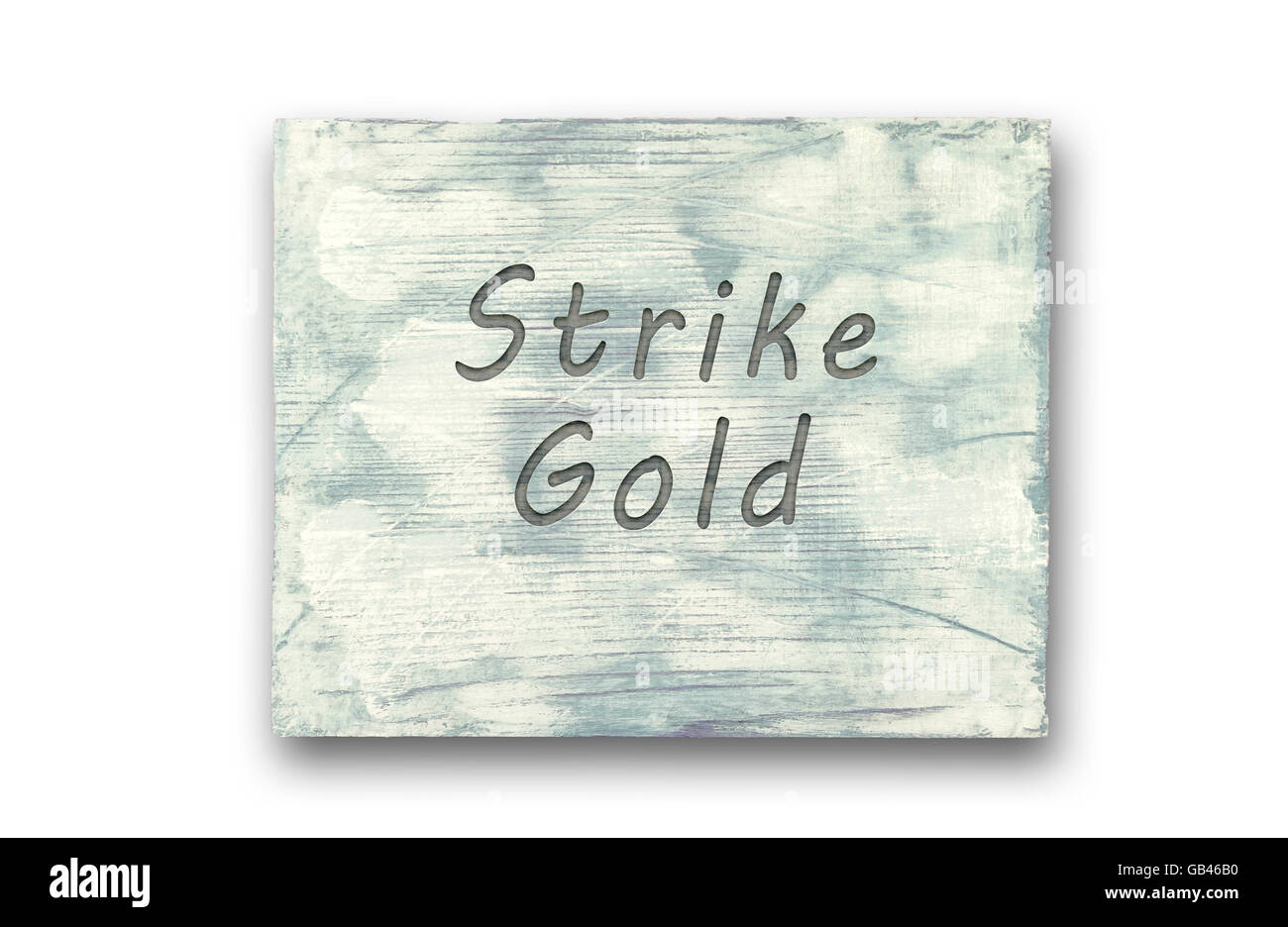 Vintage hipster motivational phrase note, Strike Gold sign Stock Photo