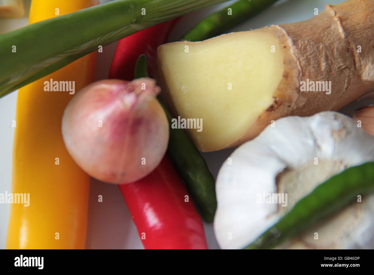 Fresh spicy Asian ingredients. Stock Photo