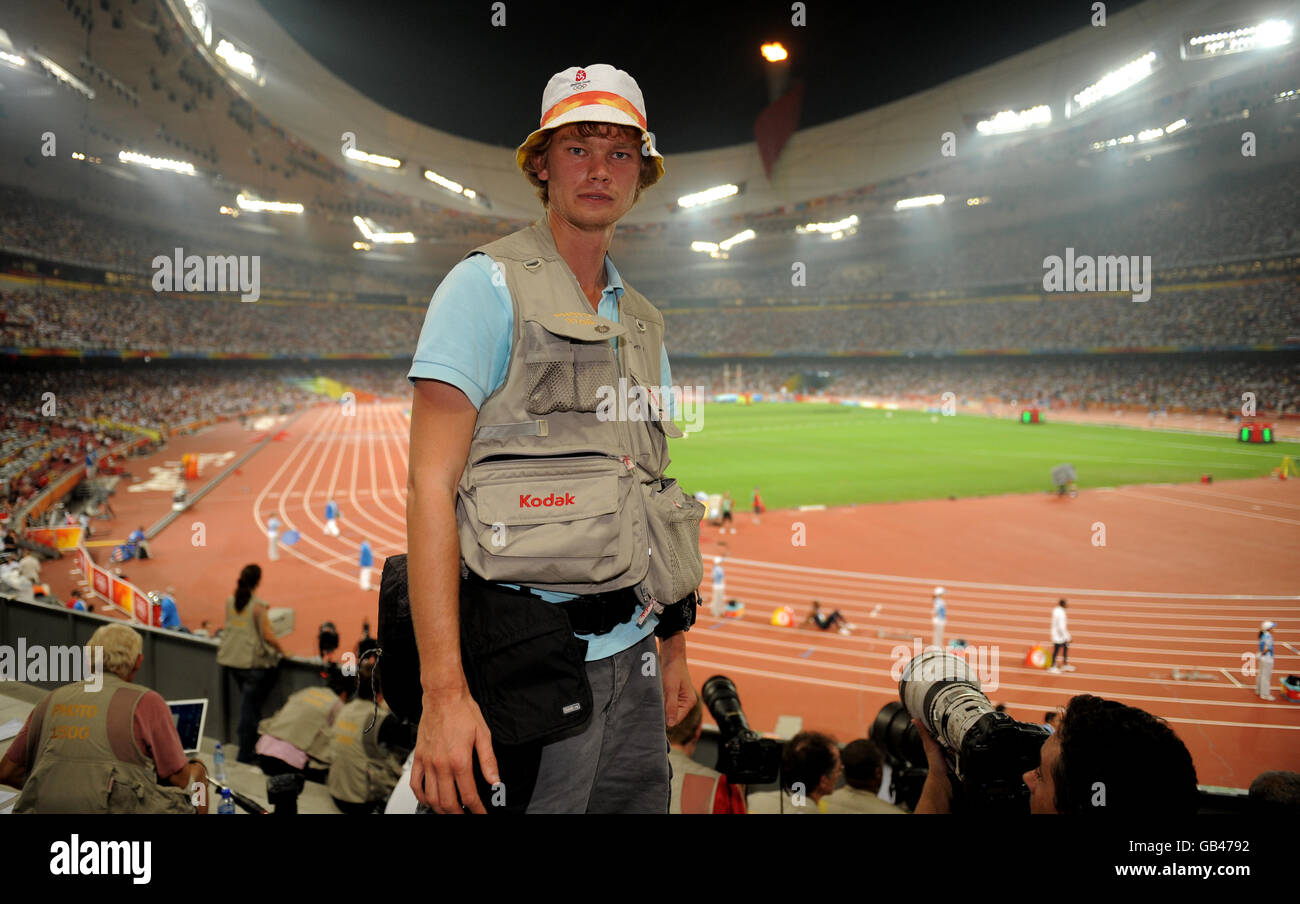 For PA internal use only. PA staff photographer Gareth Copley at the National Stadium in Beijing, China, for the Olympic Games. Stock Photo