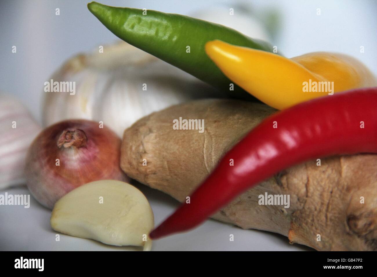 Fresh spicy Asian ingredients. Stock Photo
