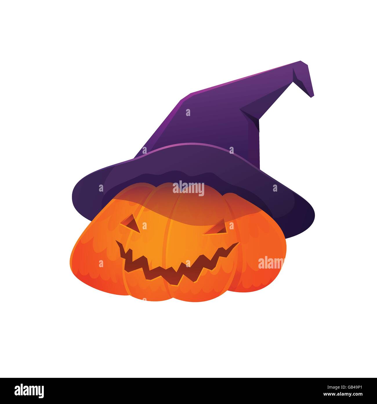Vector Illustration of Jack O' Lantern Pumpkin wearing Witch Hat for ...