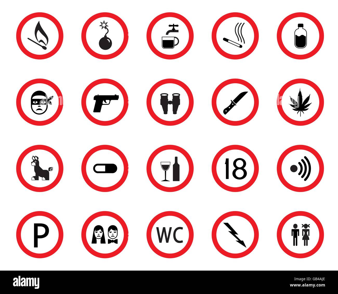 Prohibitive and mandatory public signs - vector illustration Stock Vector