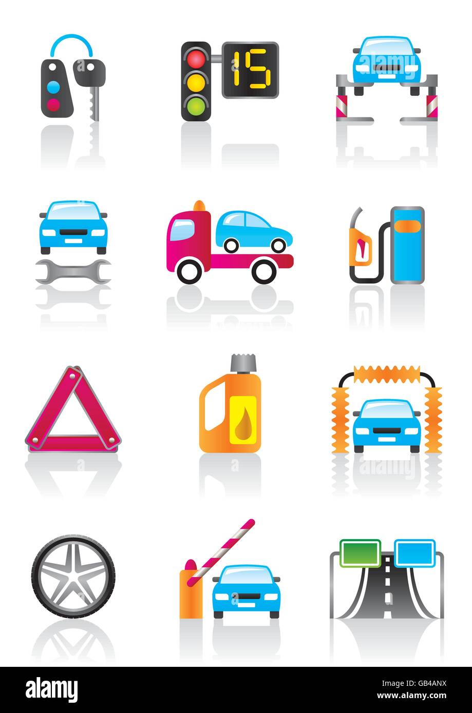 Car service, auto assistance and auto accessories - vector illustration Stock Vector