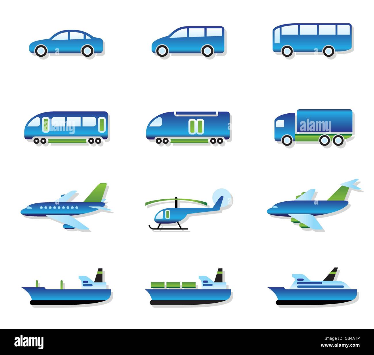 Road, air, rail and water transport - vector illustration Stock Vector