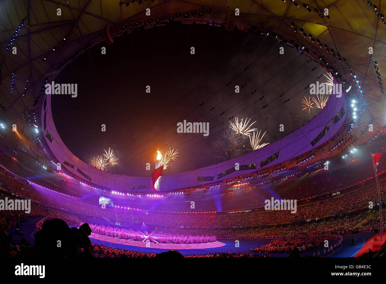 Fireworks during the Beijing Paralympic Games 2008 Opening Ceremony at the National Stadium, Beijing, China. Stock Photo