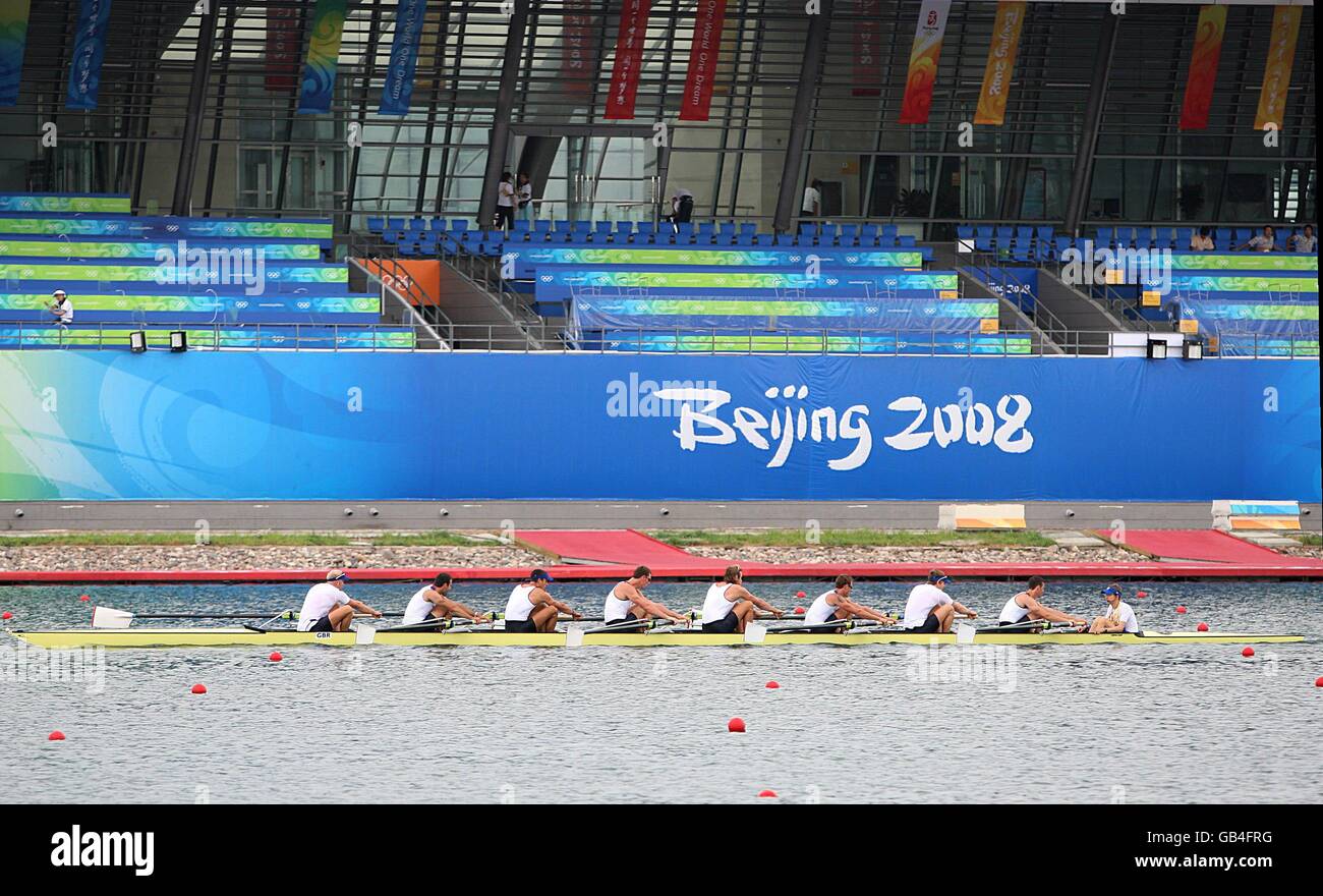 The british rowing team practice at the shunyi olympic rowing canoeing