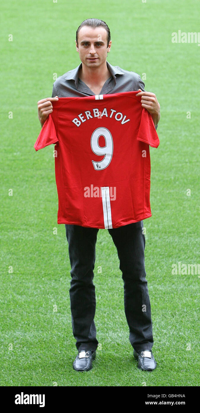 Manchester United's new signing Dimitar Berbatov during a photo call at Old Trafford, Manchester. Stock Photo