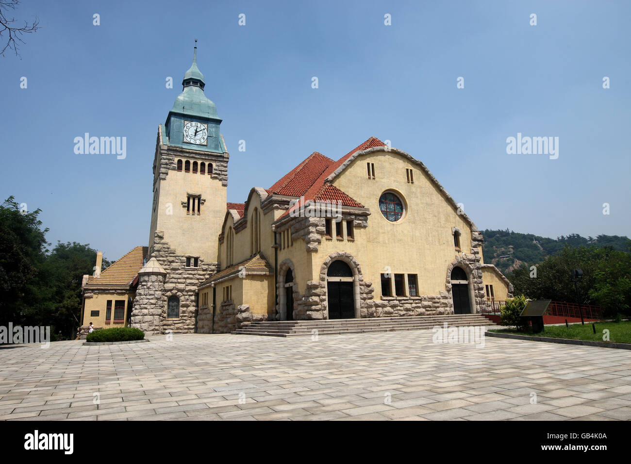 Christian Church Qingdao, built in 1908 by the German settlers. Stock Photo