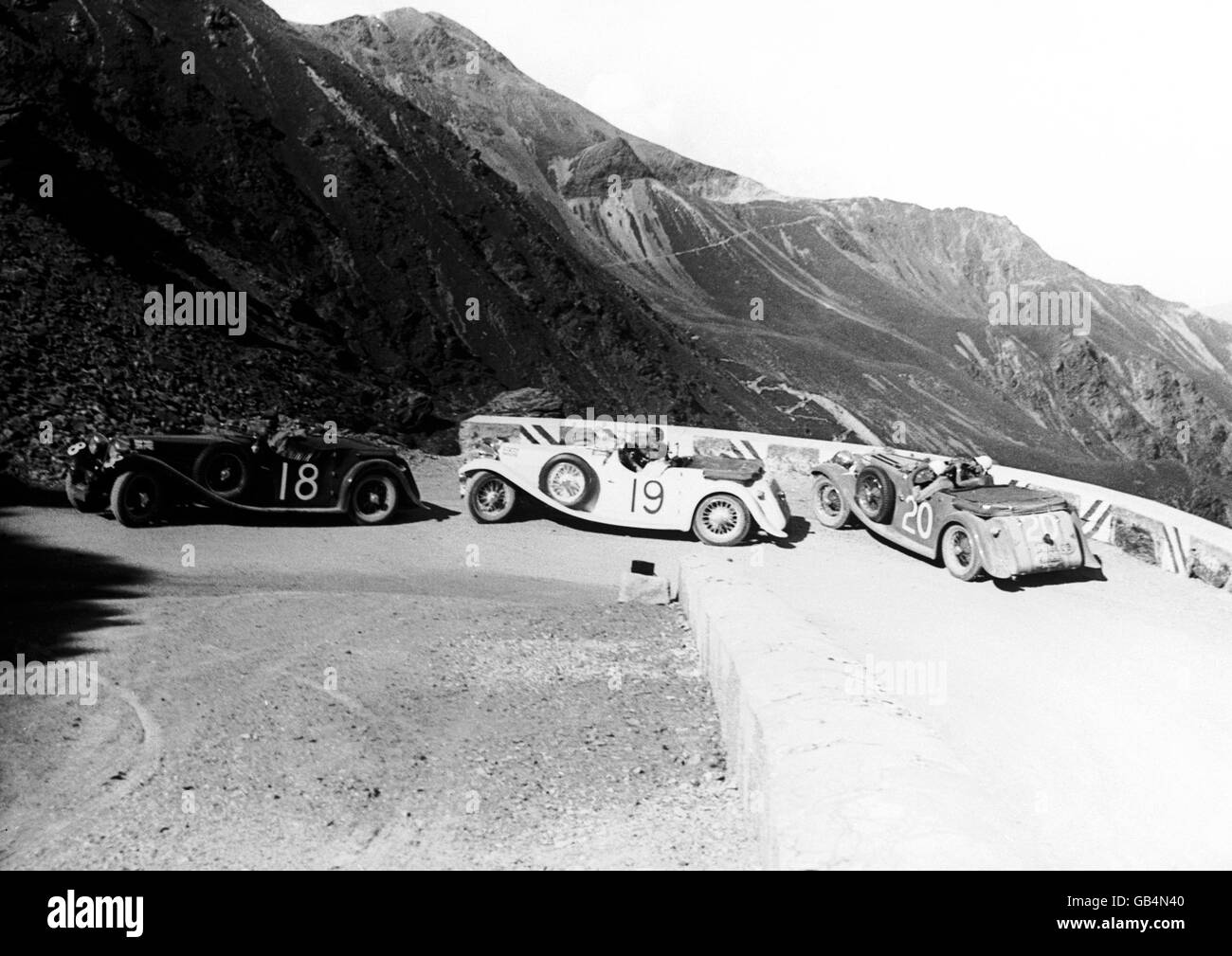Motor Racing - Alpine Motor Trial. The SSI team round Stelvio Pass Stock Photo