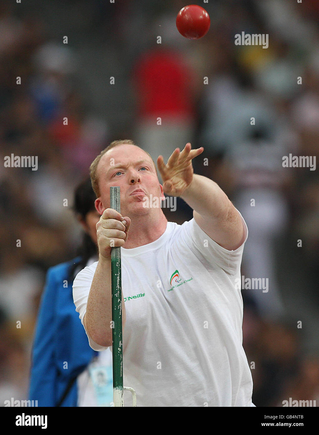 Paralympics - Beijing Paralympic Games 2008 - Day Two. Ireland's Thomas Cleare competing in the men's F32 Shot Putt at the Beijing Paralympic Games 2008 at the National Stadium, China. Stock Photo
