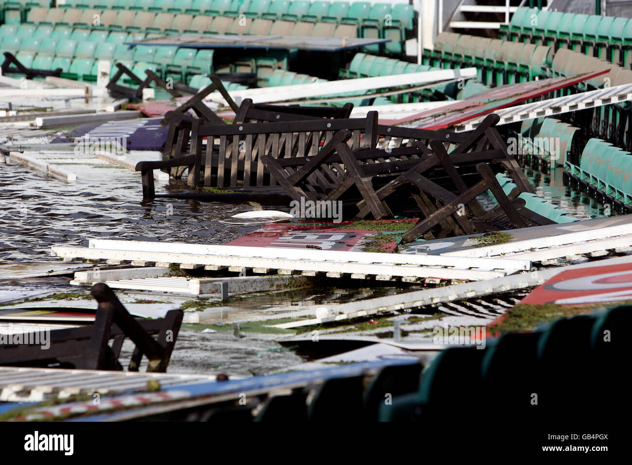 Cricket - Flooding at Worcester CCC - New Road Stock Photo