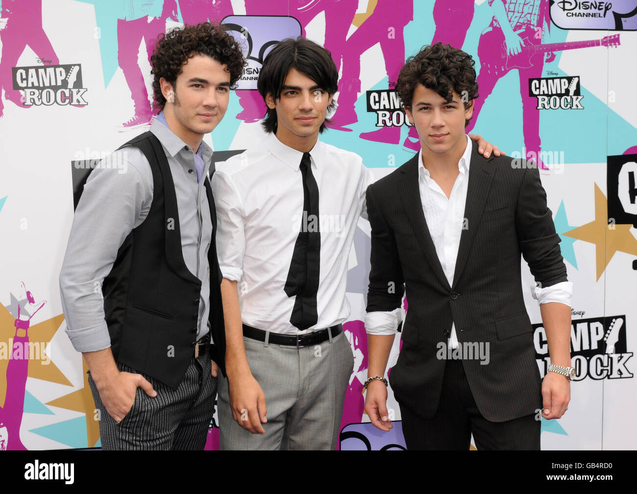The Jonas Brothers (from left to right) Kevin, Joe Nick arrive for the Disney Channel European premiere of Camp at Royal Festival Hall on the South in central
