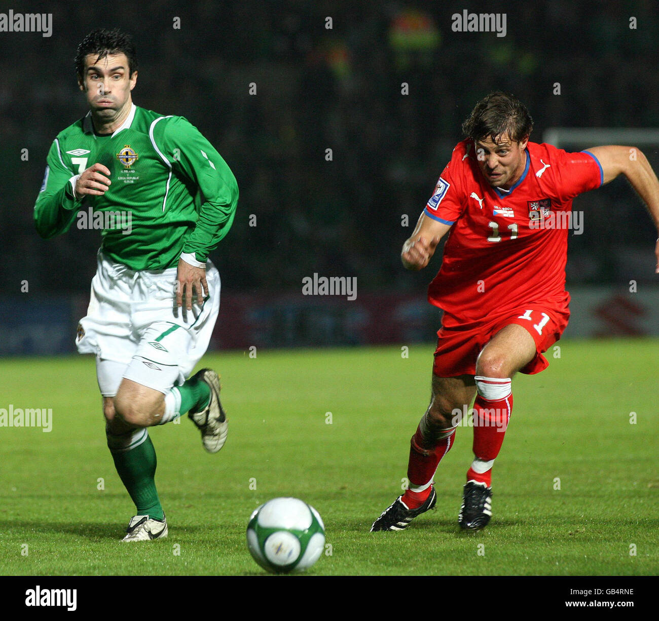 Soccer - World Cup Qualifying - Group Three - Northern Ireland v Czech Republic - Windsor Park Stock Photo
