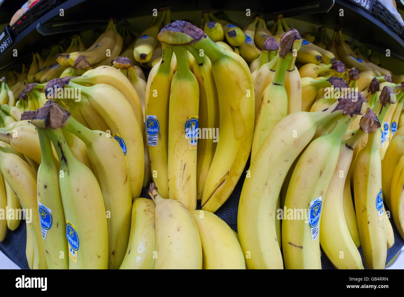 Chiquita brand bananas imported from Guatamala are seen in a supermarket in New York on Thursday