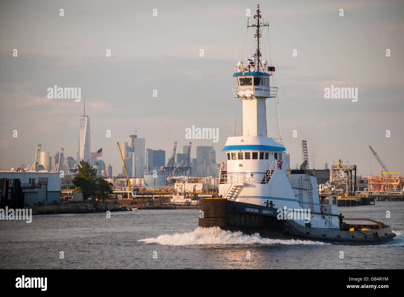 The Genesis Liberty tugboat, owned by the Genesis Marine Company, on