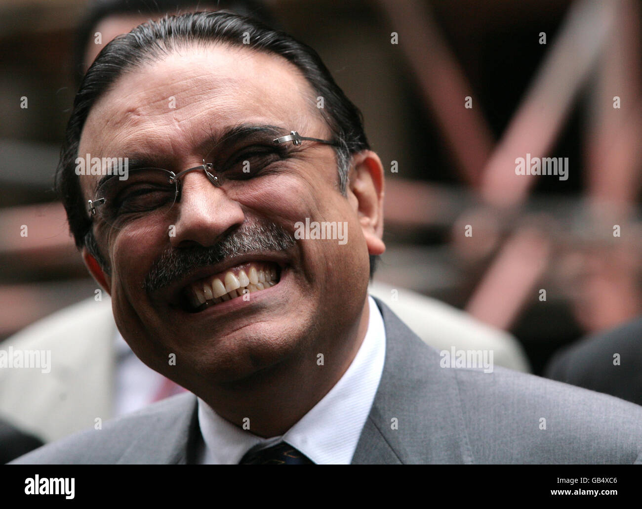 Pakistan President Asif Ali Zardari outside 10 Downing Street, London, after he had talks with Britain's Prime Minister Gordon Brown. Stock Photo
