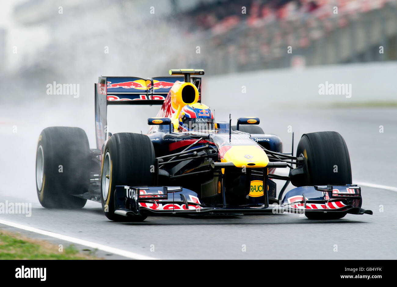 Australian Mark Webber driving his Red Bull Racing-Renault RB67 car, motor sports, Formula 1 testing at the Circuit de Catalunya Stock Photo