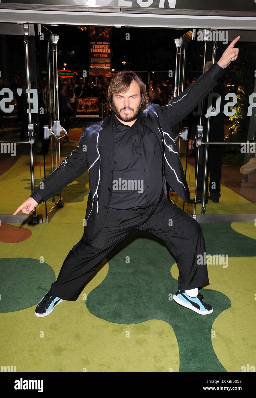 Jack Black arrives for the UK Premiere of Tropic Thunder at the Odeon West End Cinema, Leicester Square, London. Stock Photo