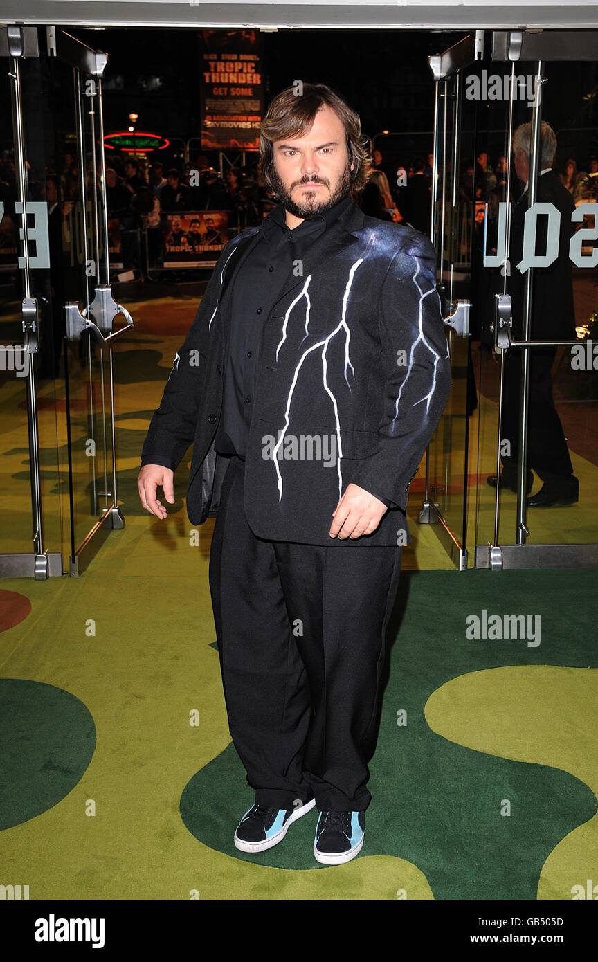 Jack Black arrives for the UK Premiere of Tropic Thunder at the Odeon West End Cinema, Leicester Square, London. Stock Photo