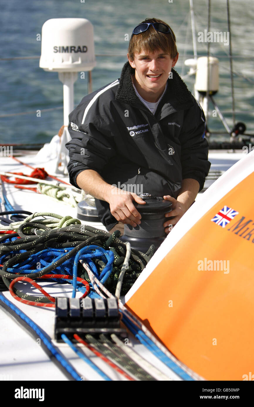 Sixteenyearold Mike Perham at the Southampton Boat Show aboard the 50