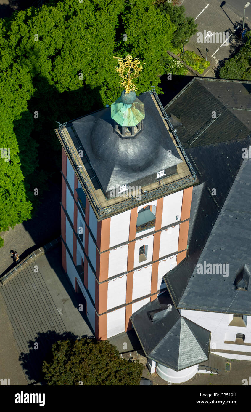 Aerial view, Nikolai Church with crown, Siegberg, Schlossberg, Siegen ...