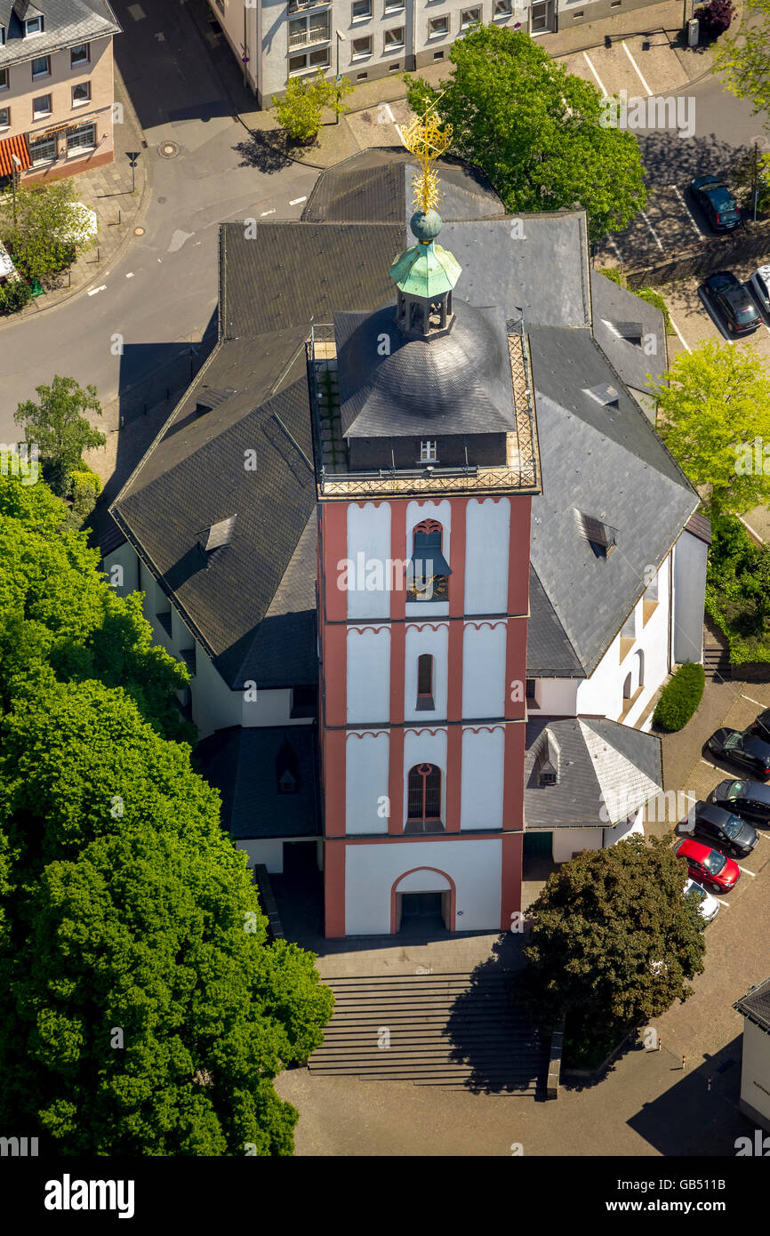 Aerial view, Nikolai Church with crown, Siegberg, Schlossberg, Siegen ...