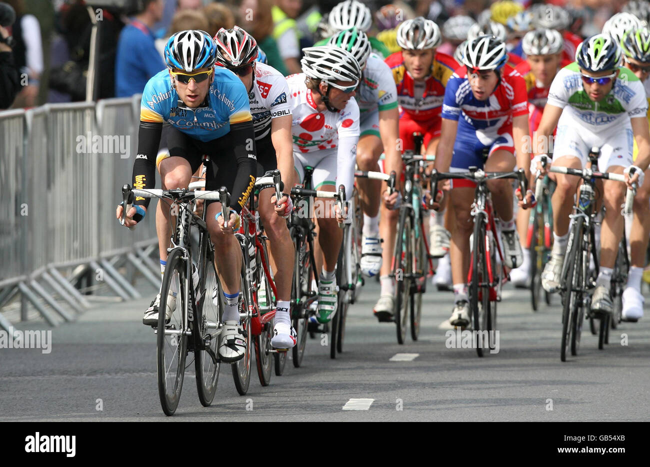 Cycling - Tour of Britain - Stage Eight - Blackpool to Liverpool. Great Britain's Bradley Wiggins leads the pack during Stage Eight of The Tour of Britain in Liverpool. Stock Photo