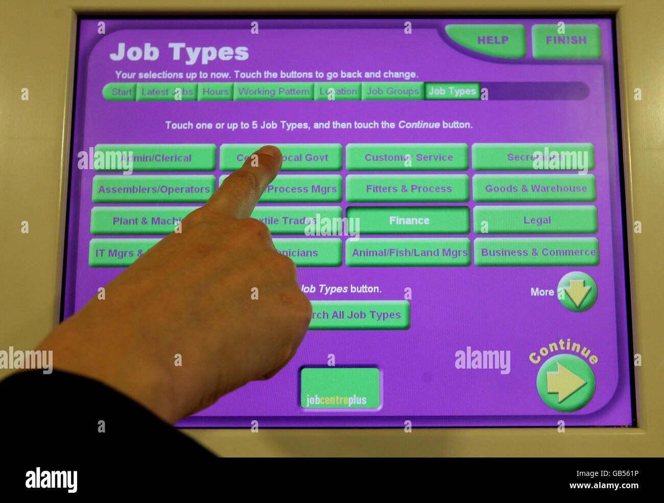 Generic stock photo job point inside jobcentre plus in stockport hires