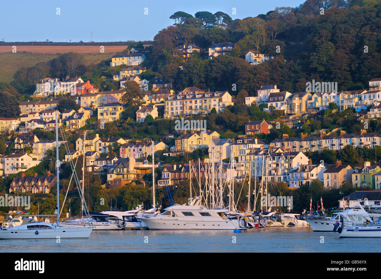 View from Dartmouth over the River Dart to Kingswear, Devon, England, UK Stock Photo