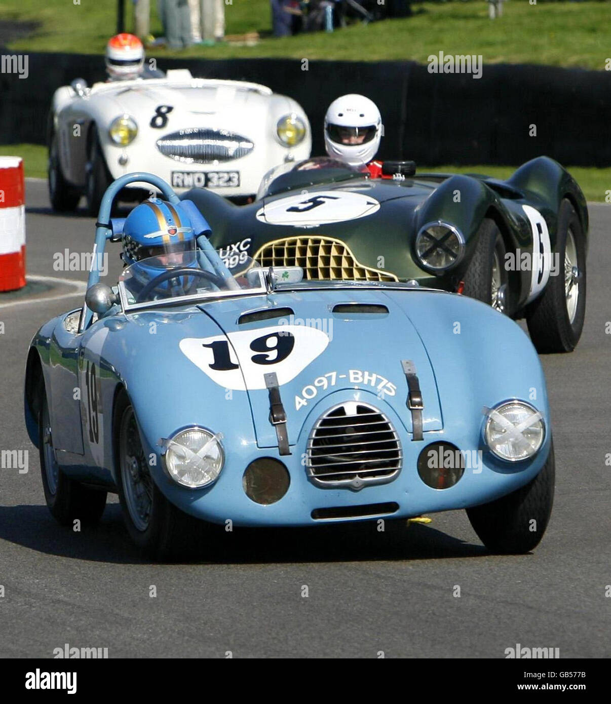 Nick Wigley in a Gordini Type 23S leads through the chicane as he speeds around the track during practice for the Freddie March Memorial Trophy on the first day of the Goodwood Revival Meeting near Chichester, West Sussex. The event relives the glory days of Goodwood Motor Circuit, which ranked alongside Silverstone as one of Britain's leading racing venues throughout its active years between 1948 and 1966. Stock Photo