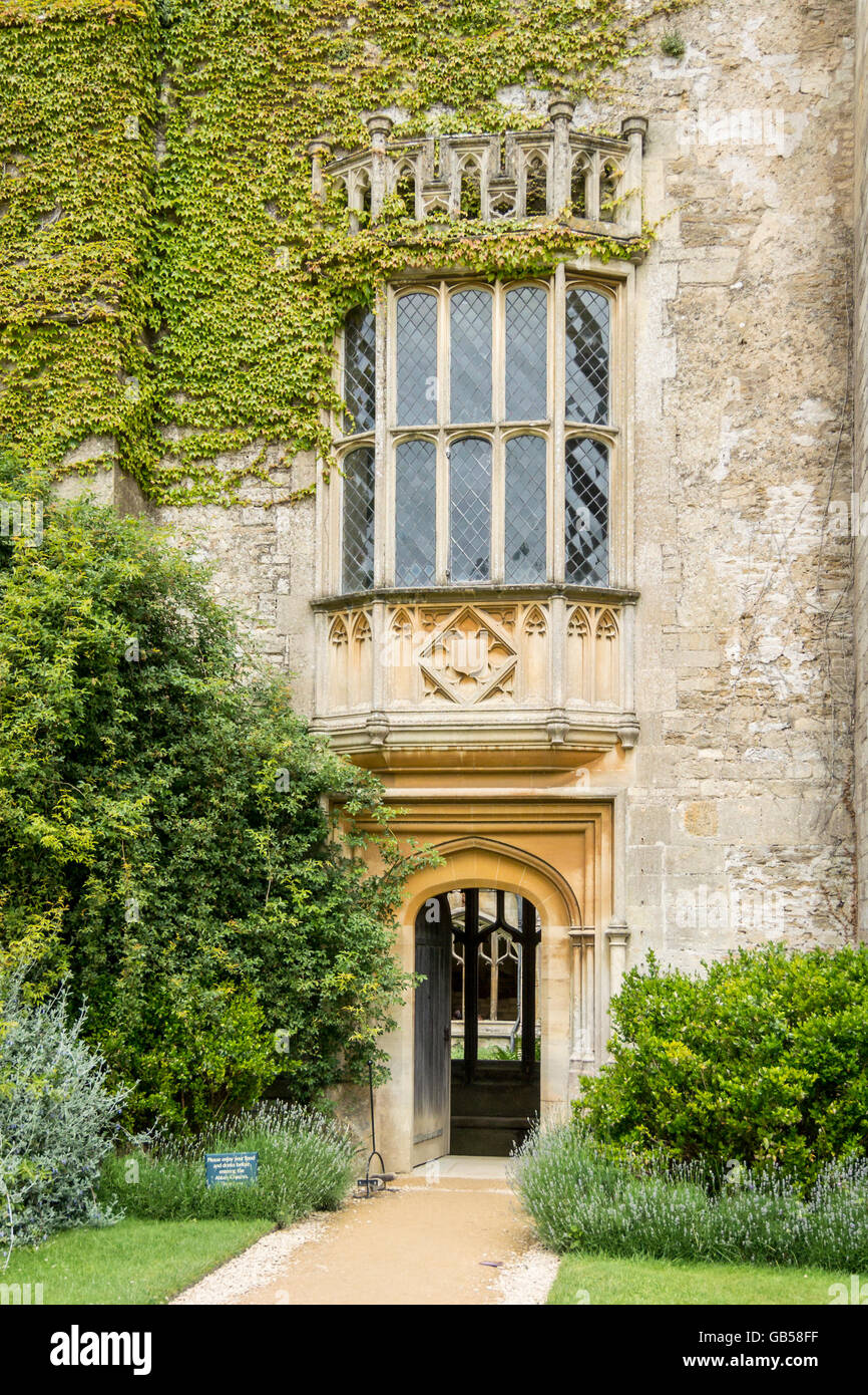 The Oriel window at Lacock Abbey, Wiltshire, UK, the subject of the first photograph, pioneered by William Henry Fox Talbot Stock Photo