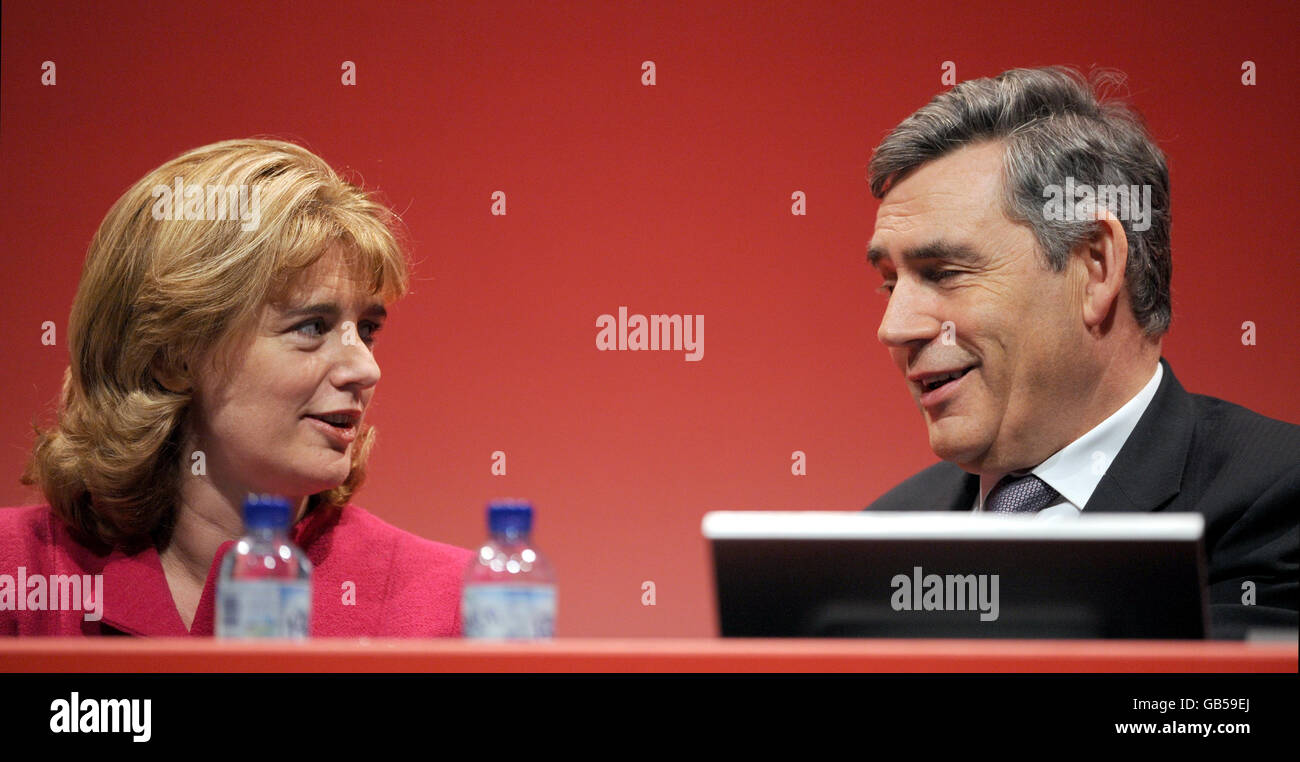 Labour Party's annual conference. Transport Minister Ruth Kelly with Prime Minister Gordon Brown at the Labour Party conference, in Manchester. Stock Photo