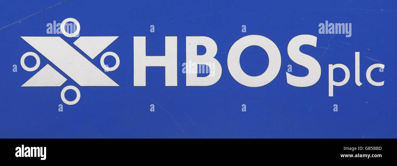 A general view of the Halifax Bank of Scotland (HBOS) logo at their headquarters in Edinburgh. Stock Photo