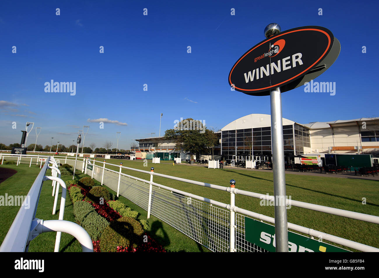 General view of the winners enclosure at Great Leighs Racecourse Stock Photo