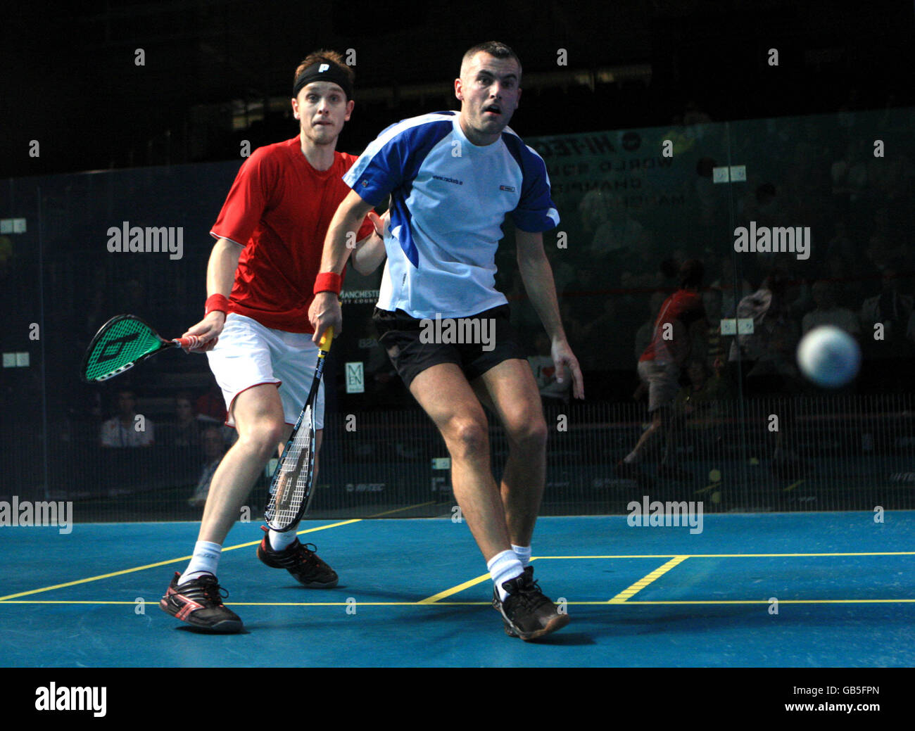 Squash HiTec World Squash Championships 2008 National Squash Centre. England's James