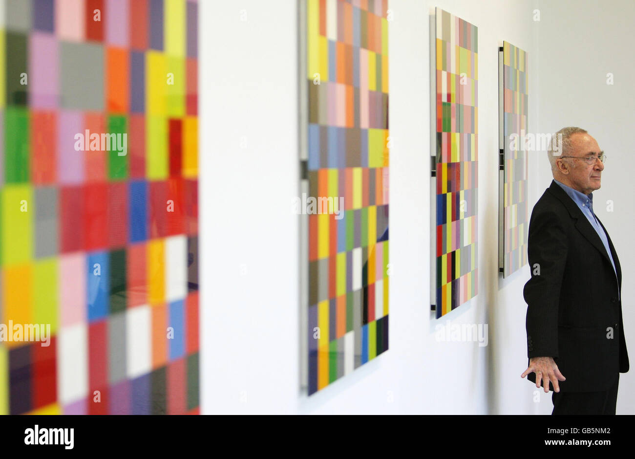 German artist Gerhard Richter unveils his new work '4900 Colours' at the Serpentine Gallery, Kensington, central London. Stock Photo