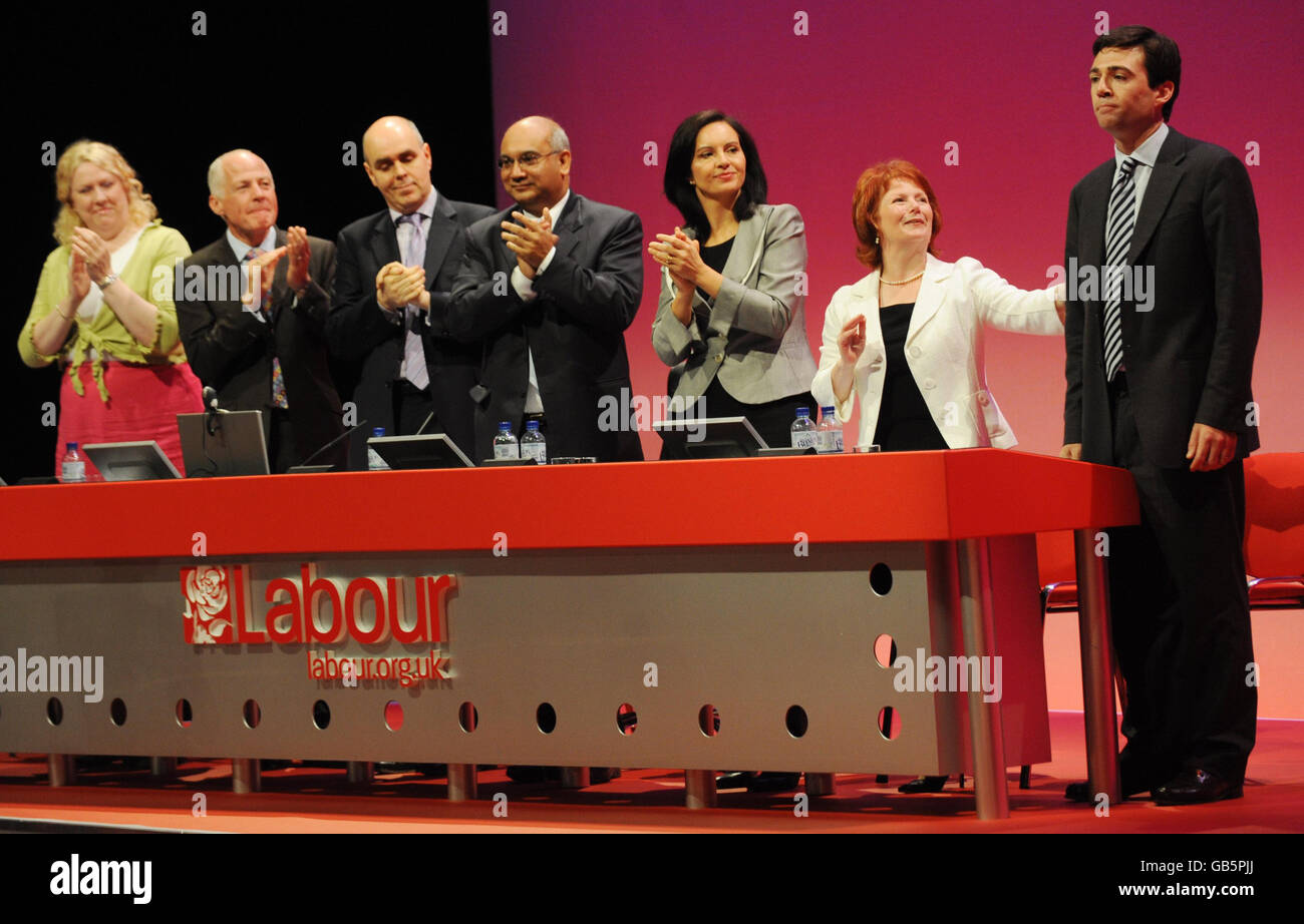 Culture Media and Sport Secretary Andy Burnham is applauded after addressing the Labour Party conference in Manchester today. Stock Photo