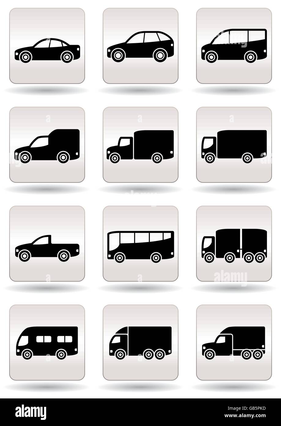 Road transport icons set - vector illustration Stock Vector
