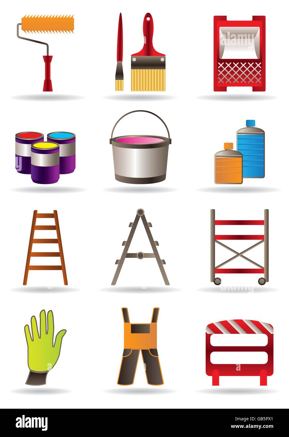 Painting and construction tools vector illustration Stock Vector