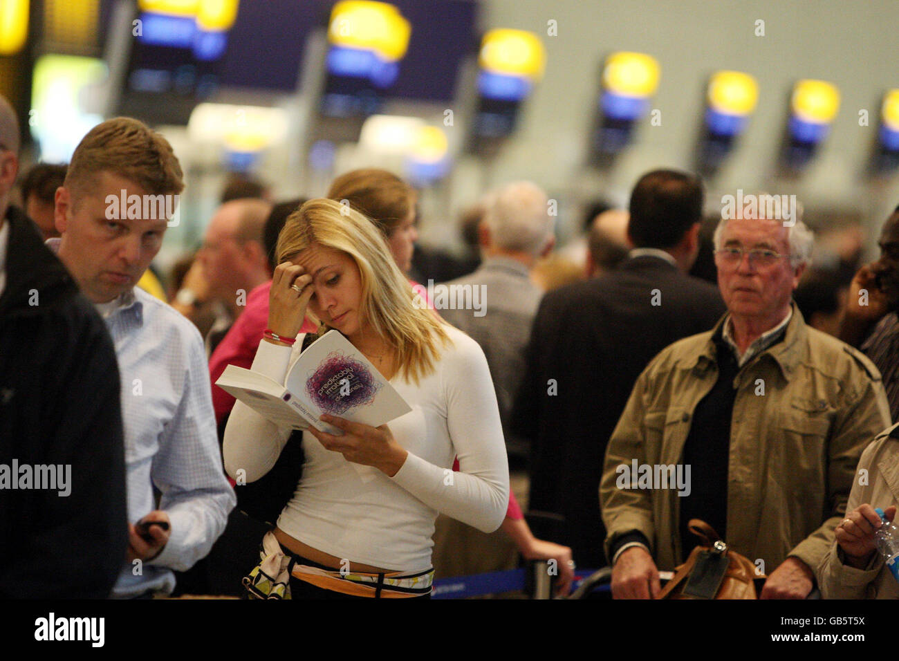 Queues form in Terminal 5 of Heathrow Airport, London, after a glitch