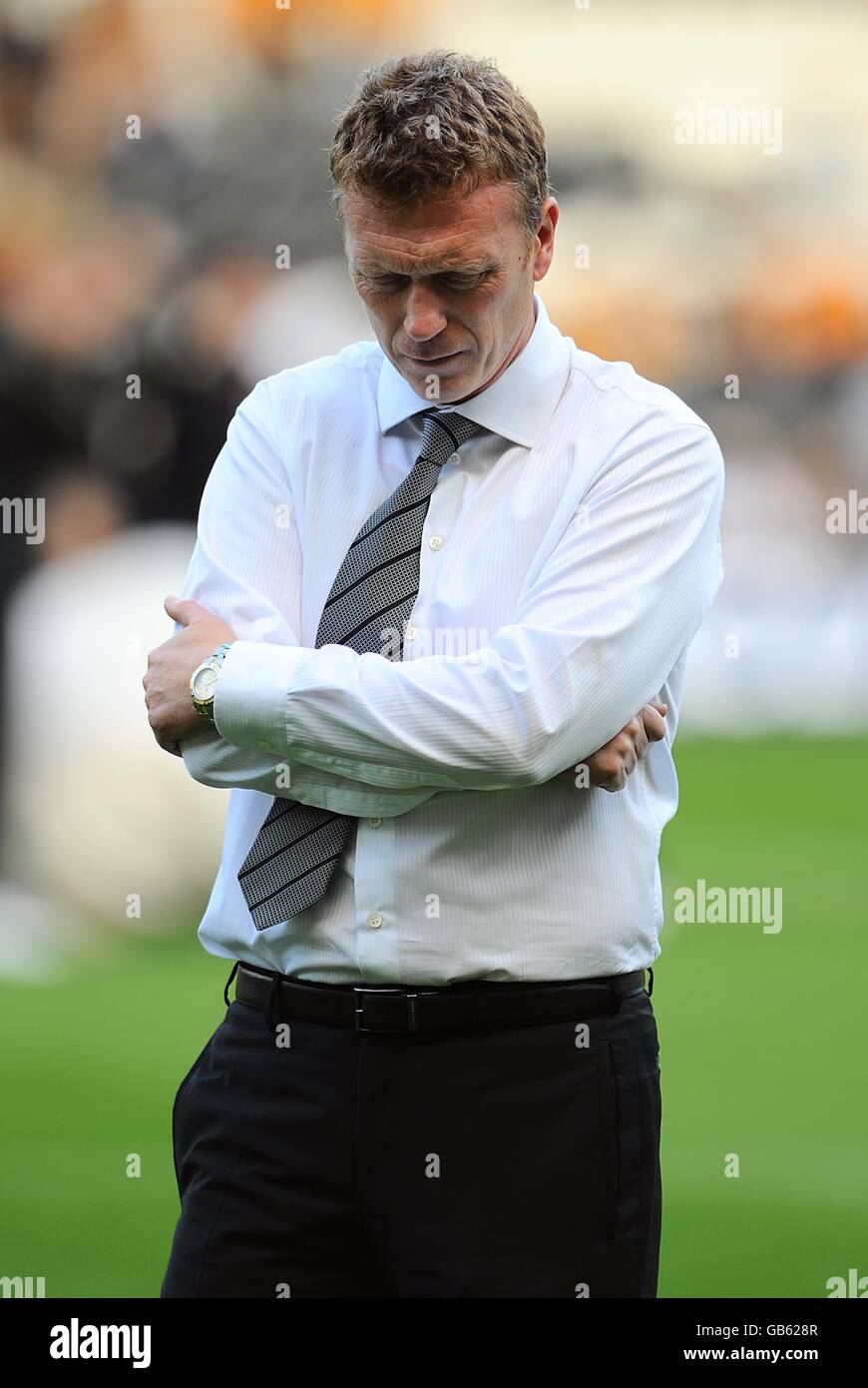Soccer - Barclays Premier League - Hull City v Everton - KC Stadium. Everton manager David Moyes, on the touchline prior to kick off. Stock Photo