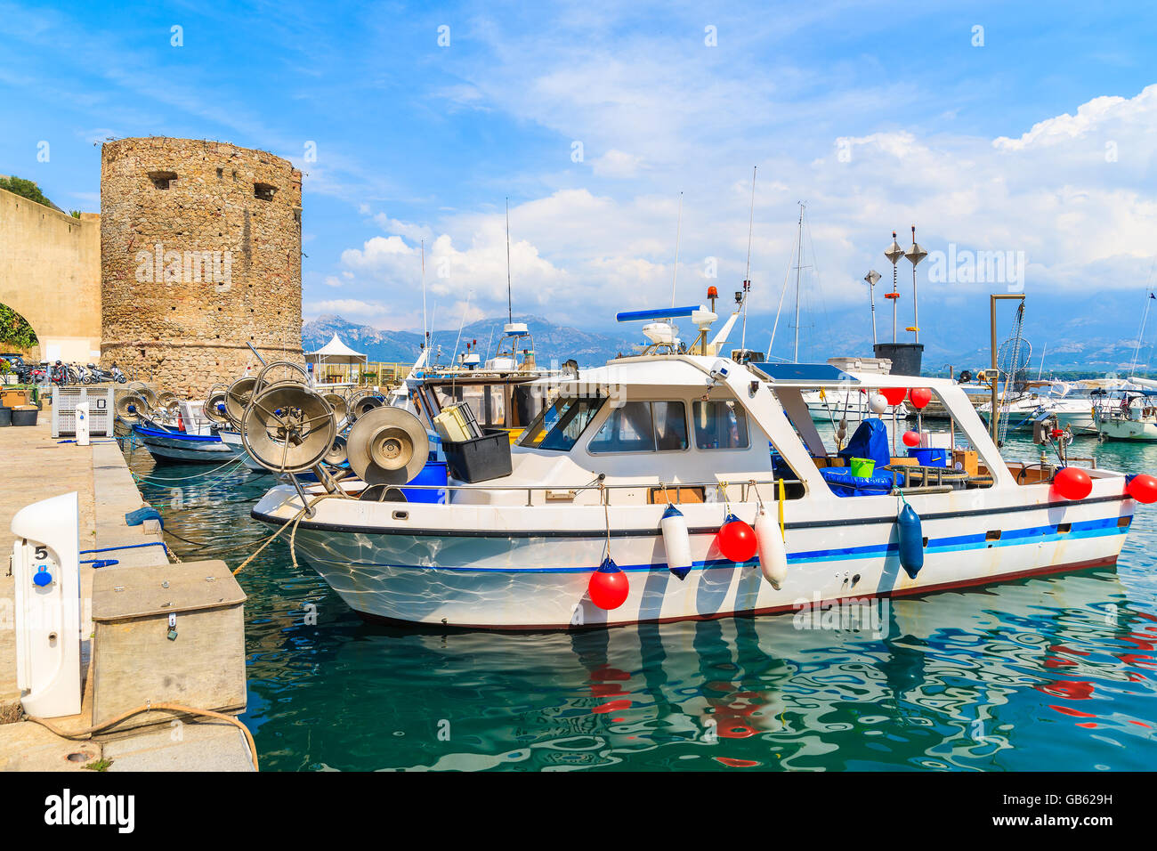 Typical French fishing boat in Calvi port on sunny summer day, Corsica  island, France Stock Photo - Alamy
