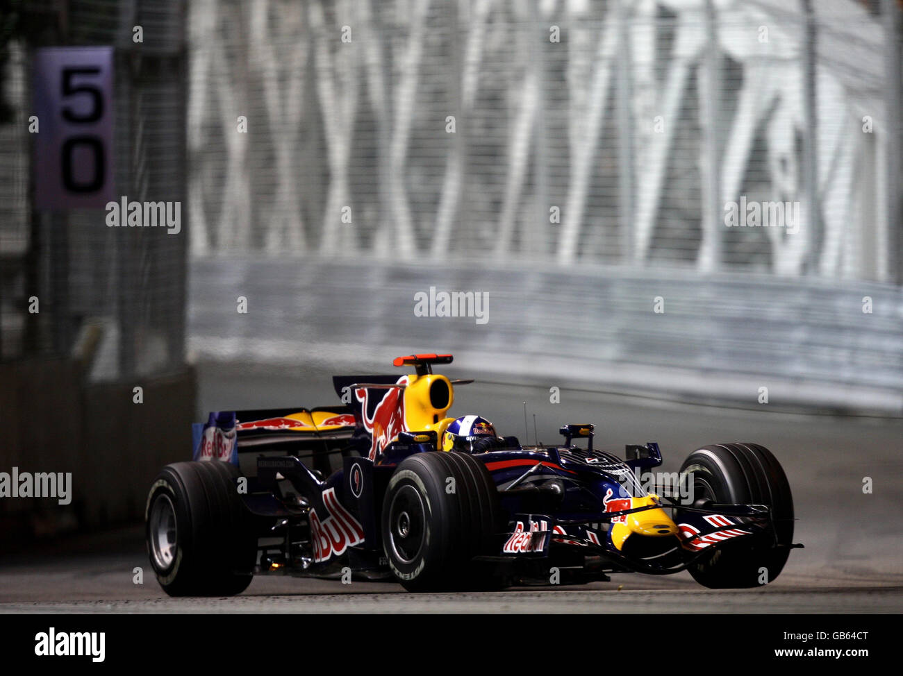 Motor Racing - Formula One Singtel Singapore Grand Prix - Practice Session - Marina Bay Circuit Park. Red Bull's David Coulthard drives over the Anderson Bridge during a practice session at the Marina Bay Circuit Park in Singapore. Stock Photo